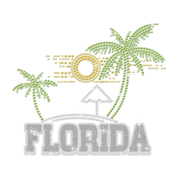 Sunny Florida Glitter Rhinestone Iron On T-shirt Transfers